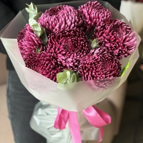 Букет "Виноградный" из 7 хризантем Бигоуди в Электрогорске