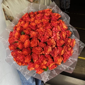 Букет 75 огненных роз (40 см) в Электрогорске