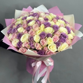 Букет из 101 розы пастельный микс (40 см) в Электрогорске
