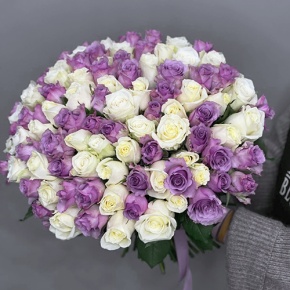 Букет "Фиолетовый микс" из 101 розы (40 см) в Электрогорске