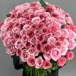 Нежный букет из 101 розы Риджентс парк и Аваланж микс  (70 см) в Электрогорске