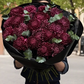 Букет из 21 винной хризантемы Бигоуди в Электрогорске