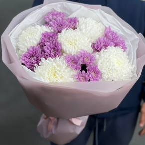 Букет "Вместе с тобой" из нежных хризантем в Электрогорске
