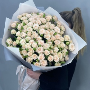 Букет из 25 кремовых кустовых роз (70 см) в Электрогорске