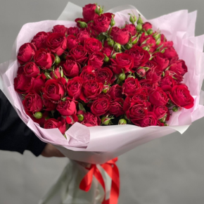 Букет из 17 красных кустовых пионовидных роз (50 см) в Электрогорске