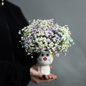 Композиция из гипсофил в керамическом кашпо в Электрогорске