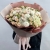 Букет "Шаганэ" из ранункулюсов, хризантем Момоко, озатамнуса, кустовых роз сорта Таня, эустом и гортензий в Электрогорске